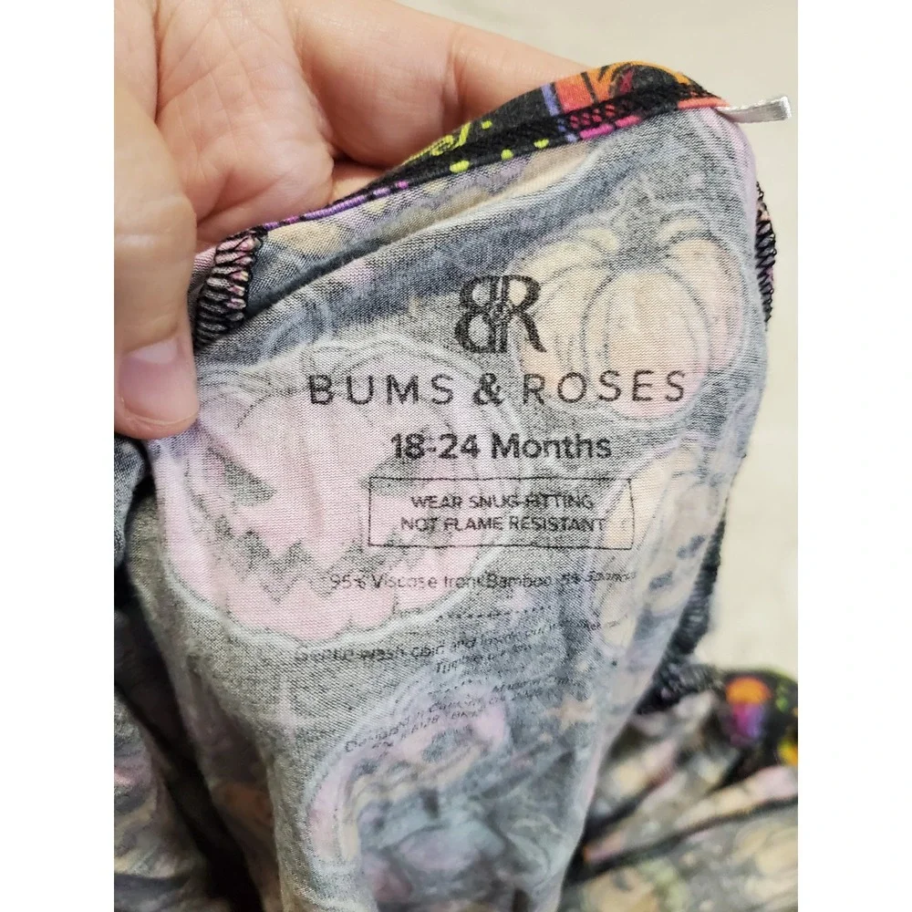 Bums & Roses Black Neon Pumpkin Halloween Bamboo Pajama Boy Girl 18 24 months